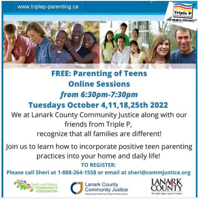 Lanark County Community Justice Parenting Session Poster